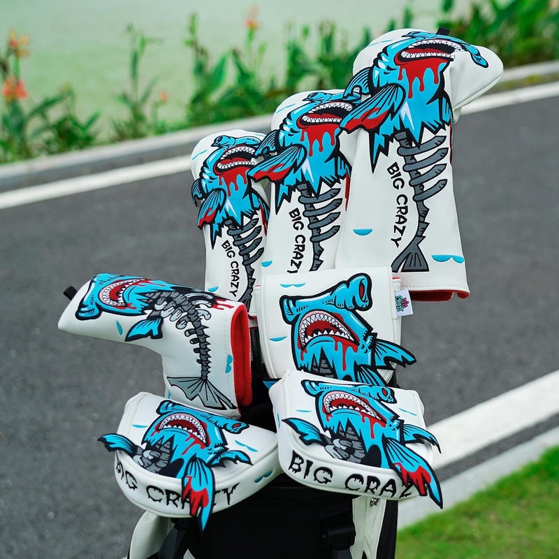 Big Crazy Golf Head Covers, Golf Club Covers Funny, Driver Headcovers, Golf Club Covers, Fairway Woods Head Covers, Hybrids Headcover, Putter Cover with Soft Lining for Golf Gift Hammerhead Sharks - Image 2